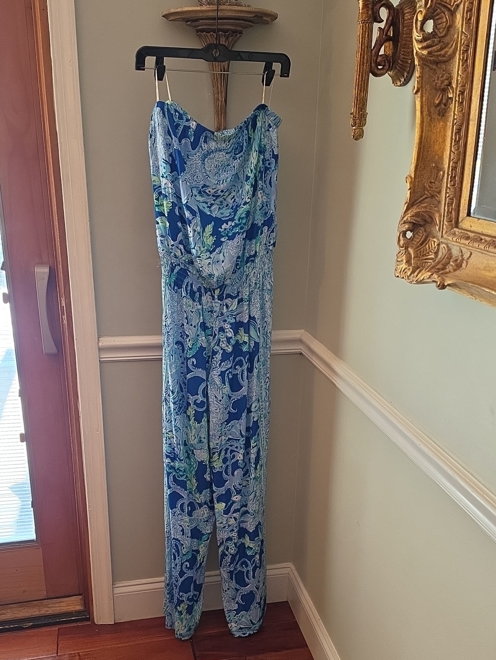 Lilly Pulitzer Blue Floral Strapless Jumpsuit